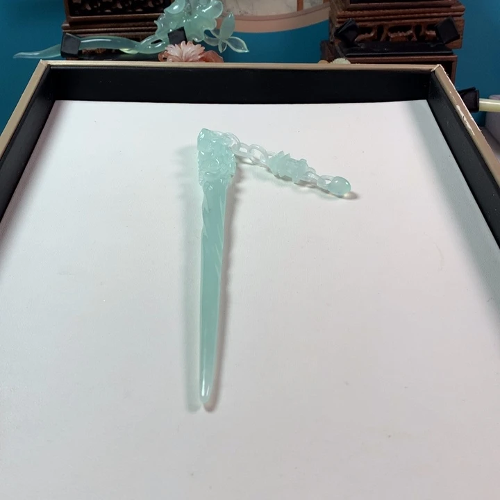 蛇纹石玉发簪未镶嵌幸****的