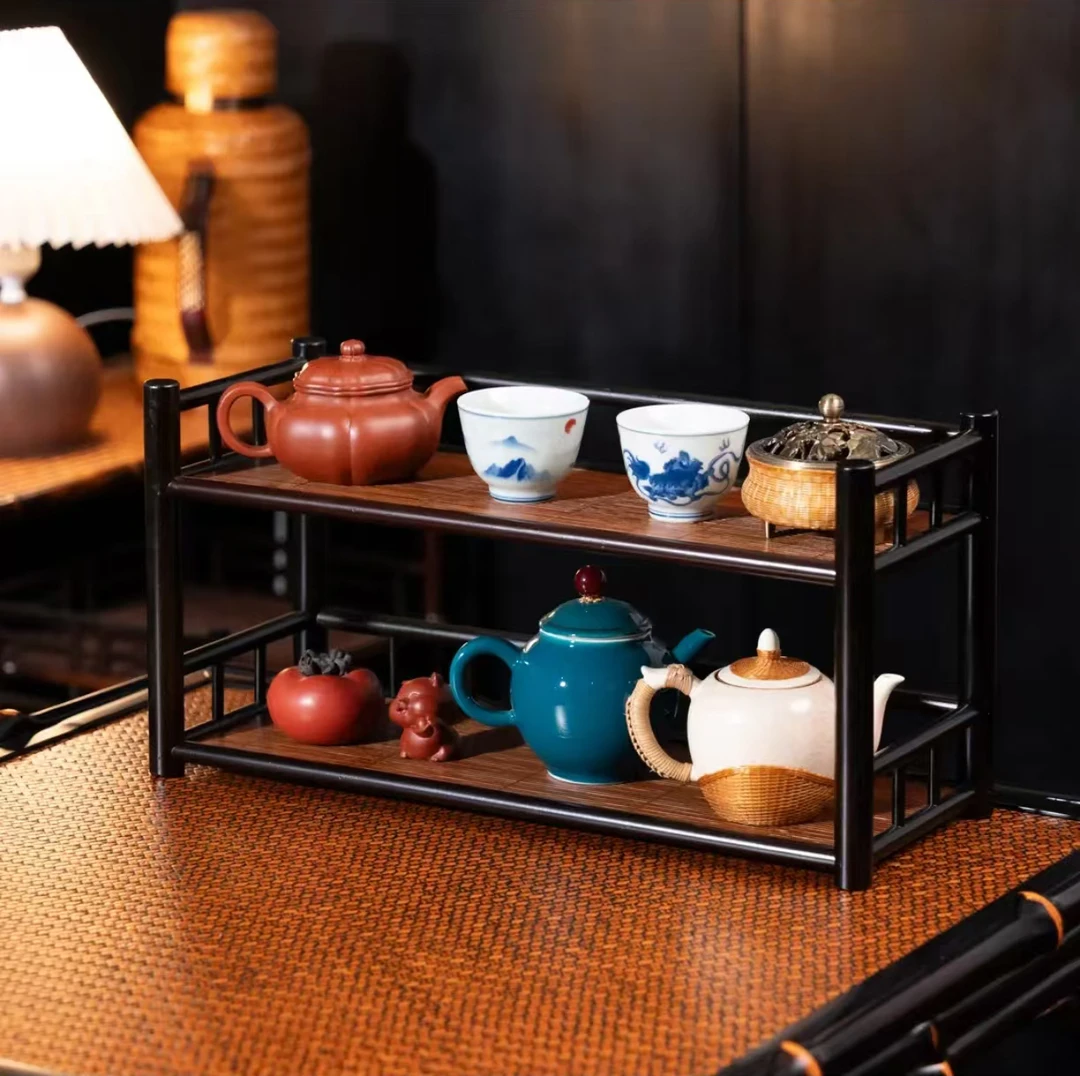 【云迹】40竹丝茶架博古架杯架壶架二层置物架收纳架