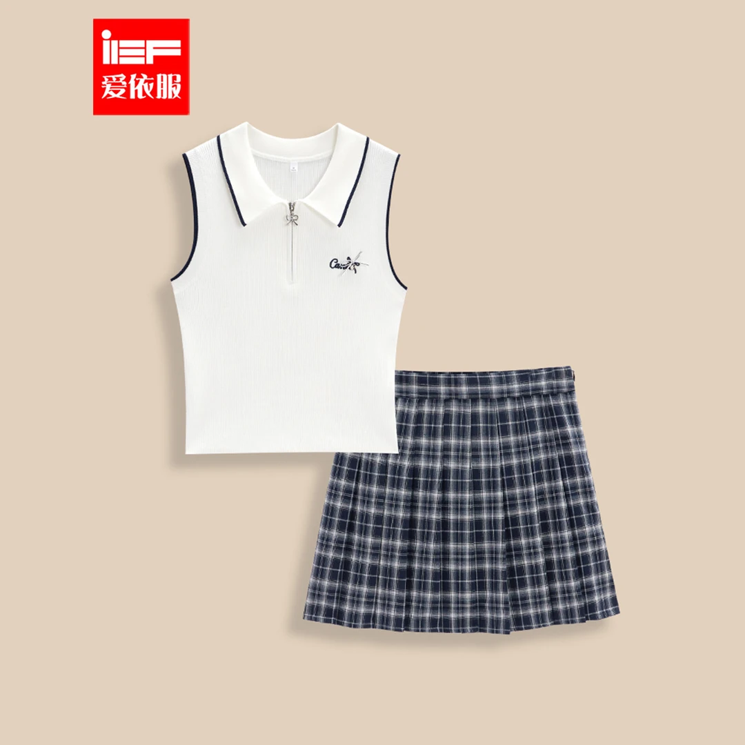 IEF/爱依服时尚套装2025夏季新款韩版减龄学院风百搭显瘦上下套裙