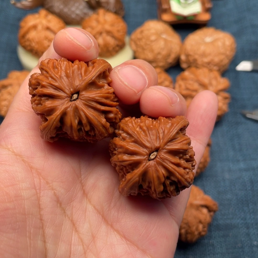 把件文玩核桃35山地小磨全品红皮