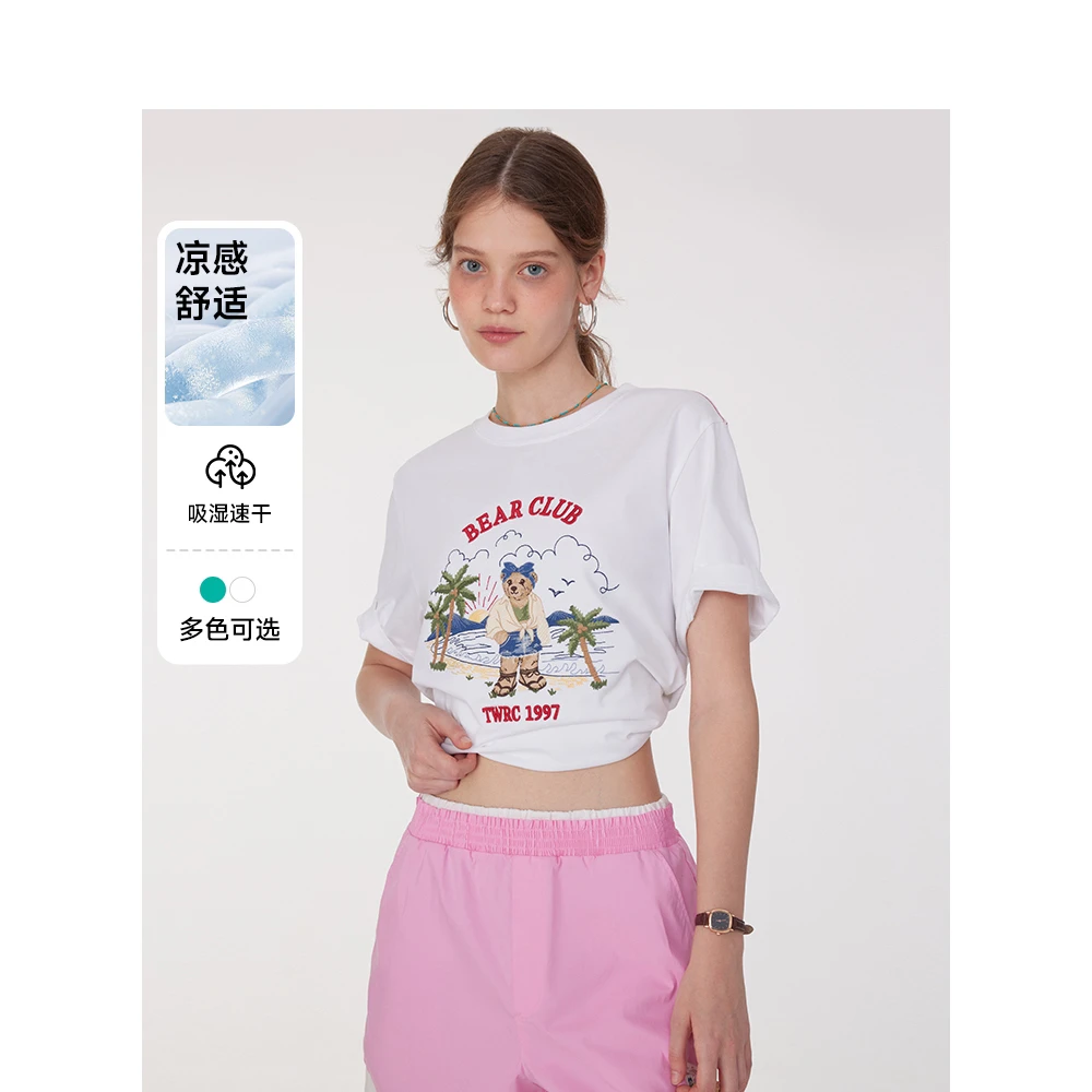 【凉感】TeenieWeenie小熊女装T恤2025夏季新款TTRA252505T