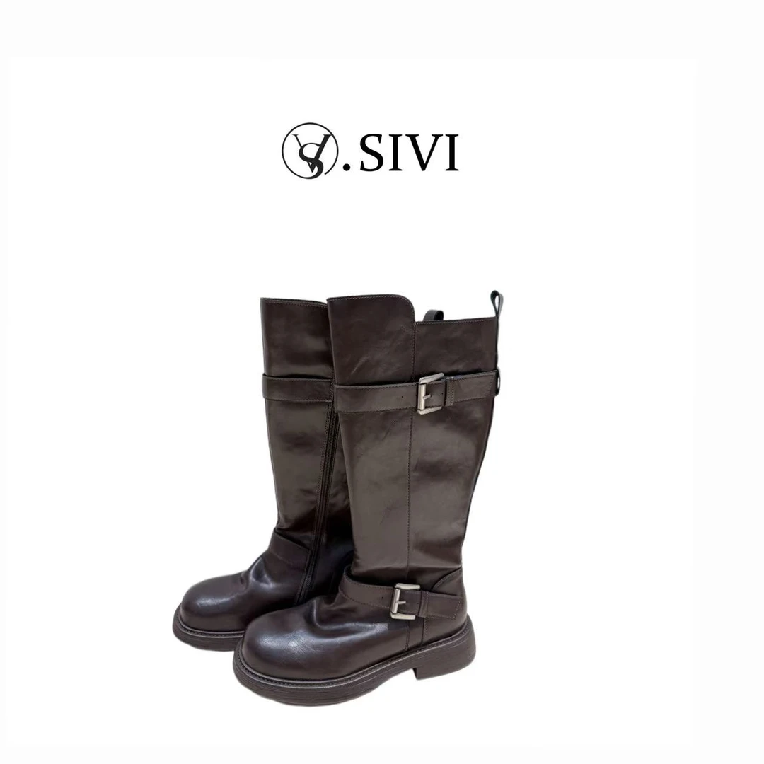 熙薇品牌2025冬季新款时装靴百搭新款时尚加绒长筒靴H6622