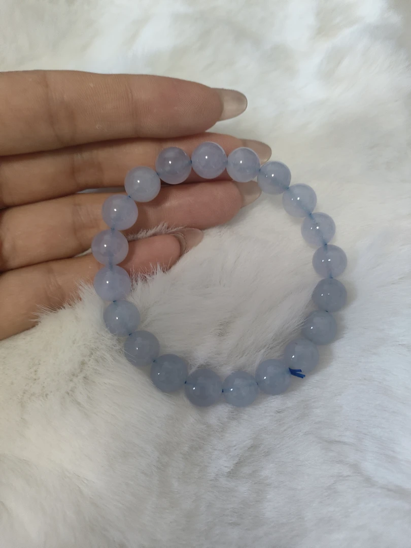天然蓝水晶手串女士佩戴美欢又百搭
