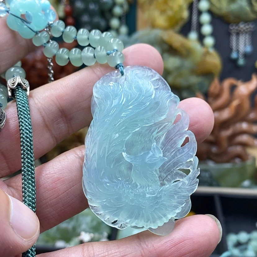 【闪购商品】未镶嵌蛇纹石玉天青冻吊坠