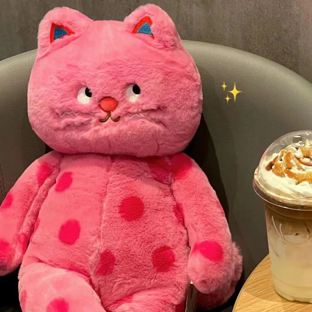 IOSN波点猫玩偶睡觉抱枕陪睡茶米猫毛绒娃娃猫咪公仔玩具女生可爱