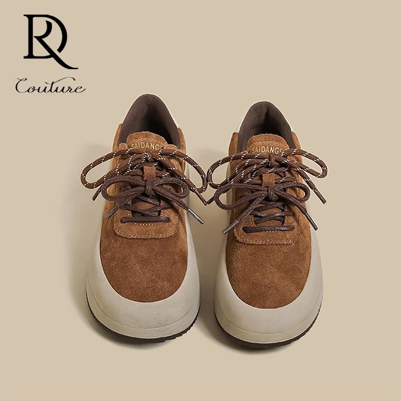 【DR官方正品】2025新款厚底板鞋女复古松糕双鞋带小个子增高休闲鞋