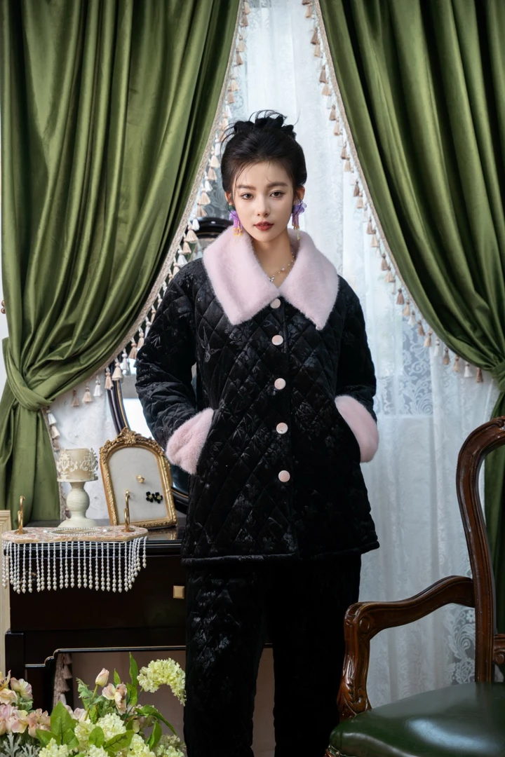 K0041邑夏公主三层夹棉加厚冬款可外穿家居服