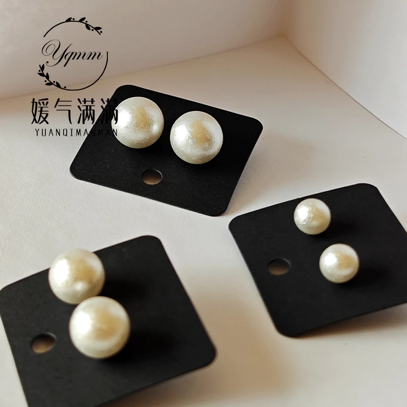 非金属仿珍珠耳饰 S925银针复古简约甜美珍珠耳钉ins风高级耳钉