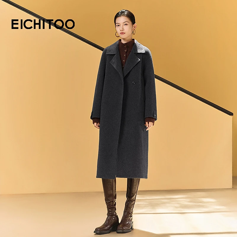 爱居兔骆驼绒牦牛绒双面呢大衣2025年冬季新款女外套EWDSJ4Q006A
