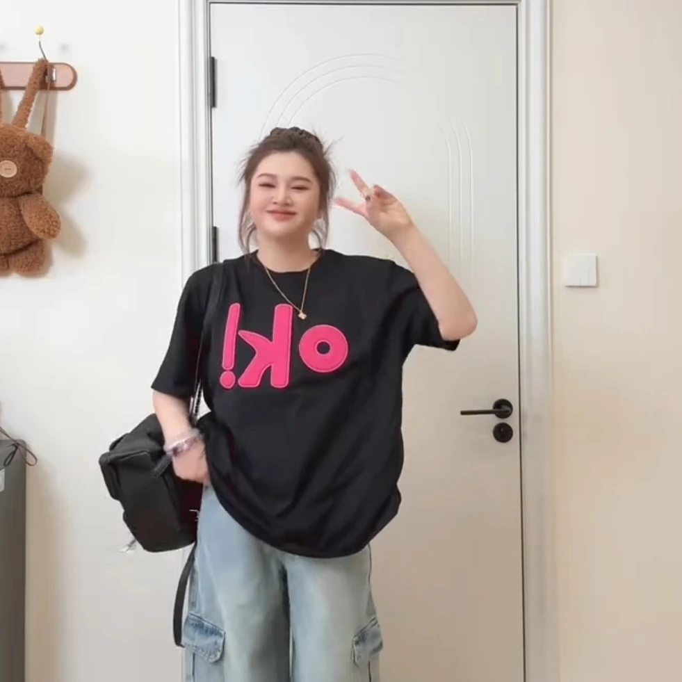 美式复古OK字母短袖T恤