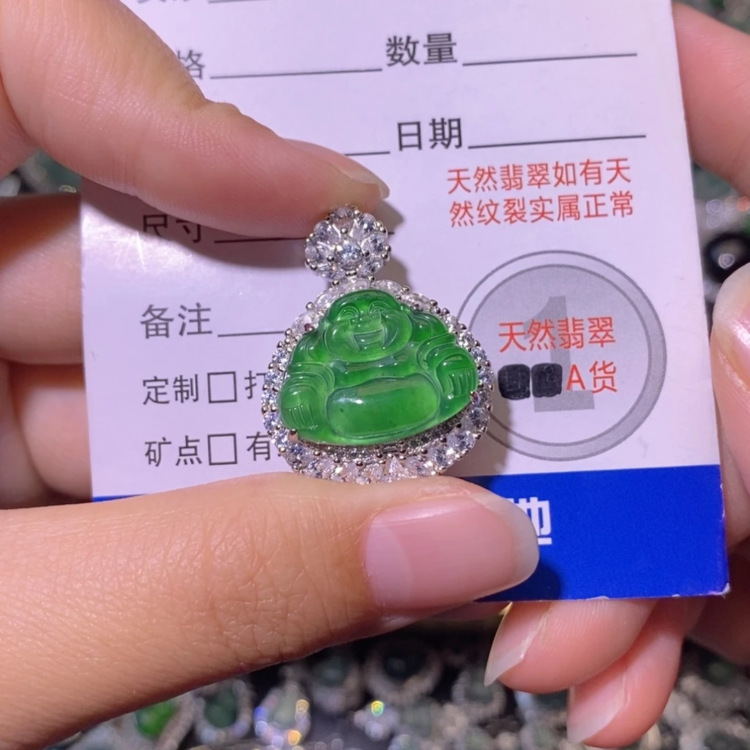 翡翠银S925镀金镶嵌颈饰