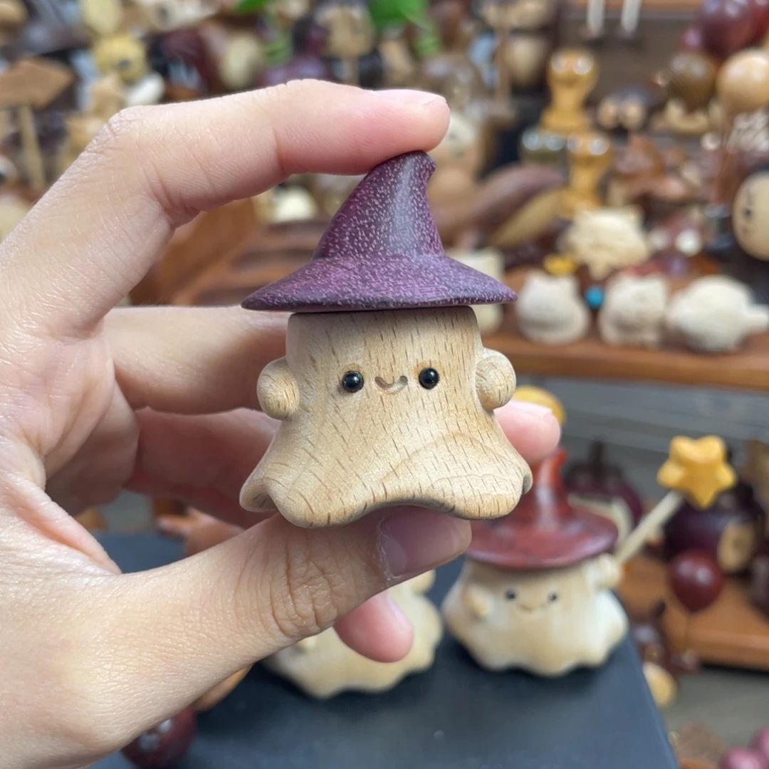 木紫色魔法小精灵摆件