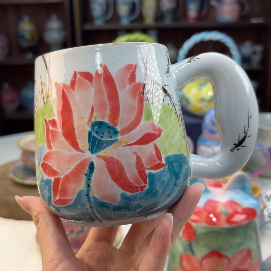 瓷片景德镇手绘高温釉下彩陶瓷茶具