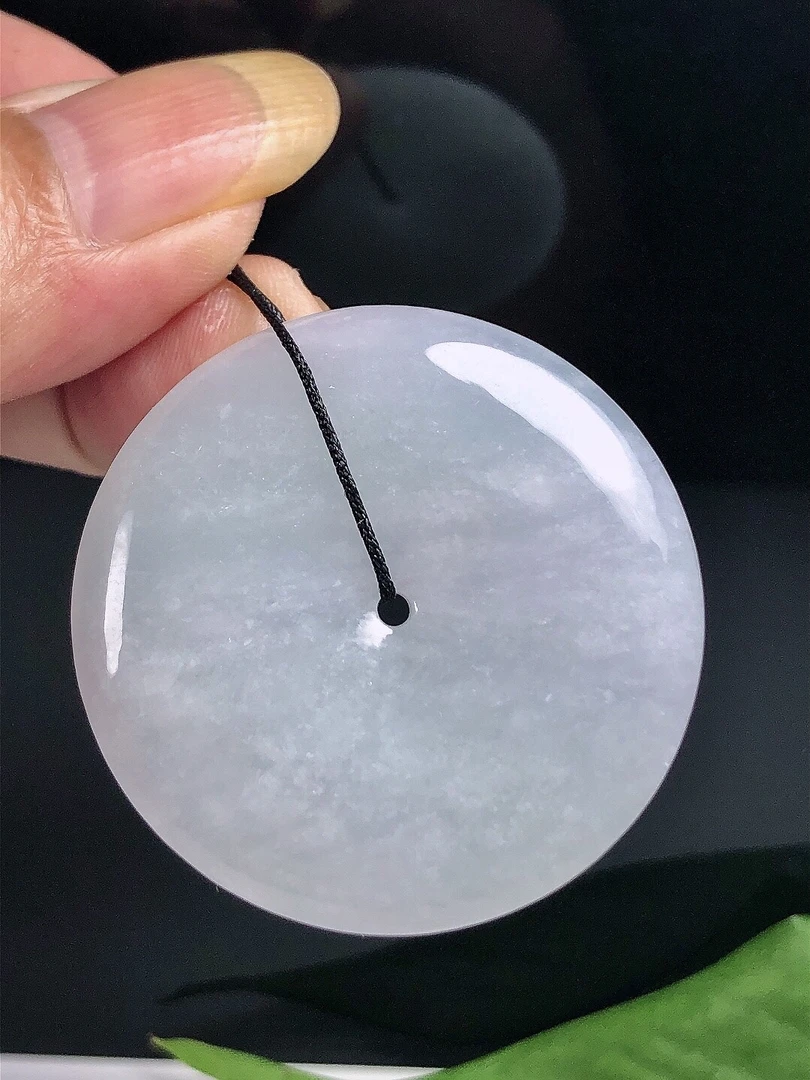 缅甸天然翡翠A货，冰润平安扣吊坠，平安无事精美雪花意境保真挂坠。