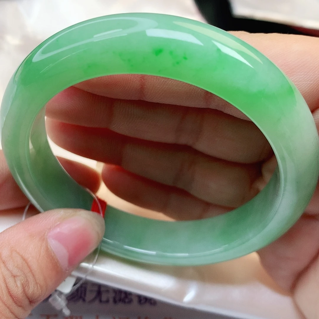 未镶嵌手镯翡翠A货翡翠老坑冰胶果阳绿2066号