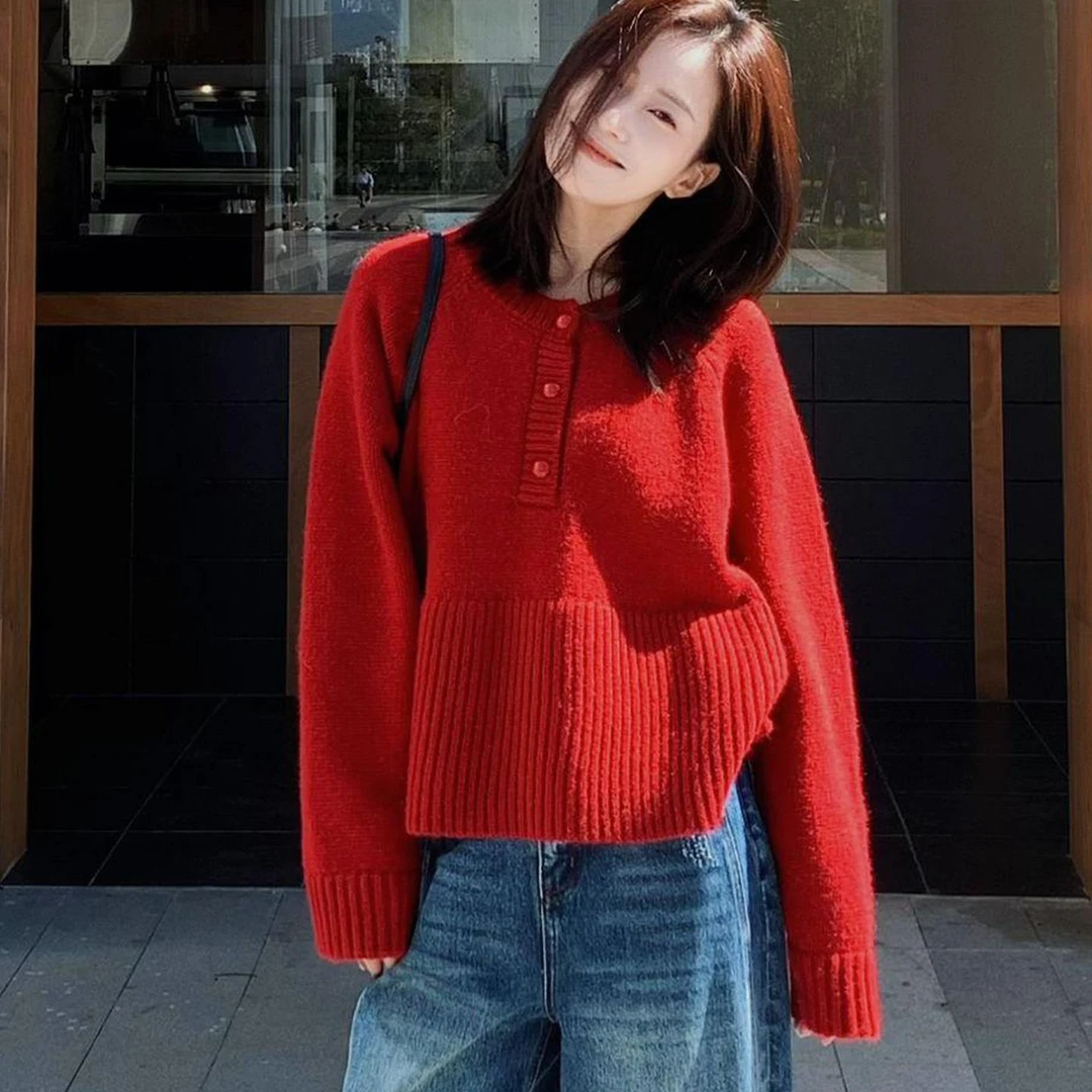 SUNLL自制 一直顺 气质藏肉千金百搭韩系慵懒显白显瘦设计感毛衣