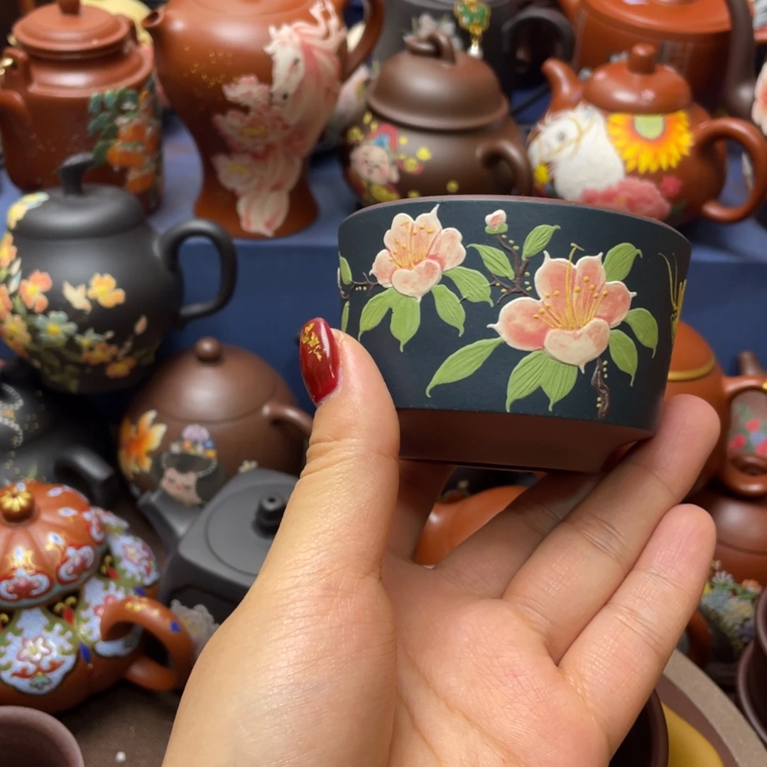 红泥茶杯紫砂主人杯130cc