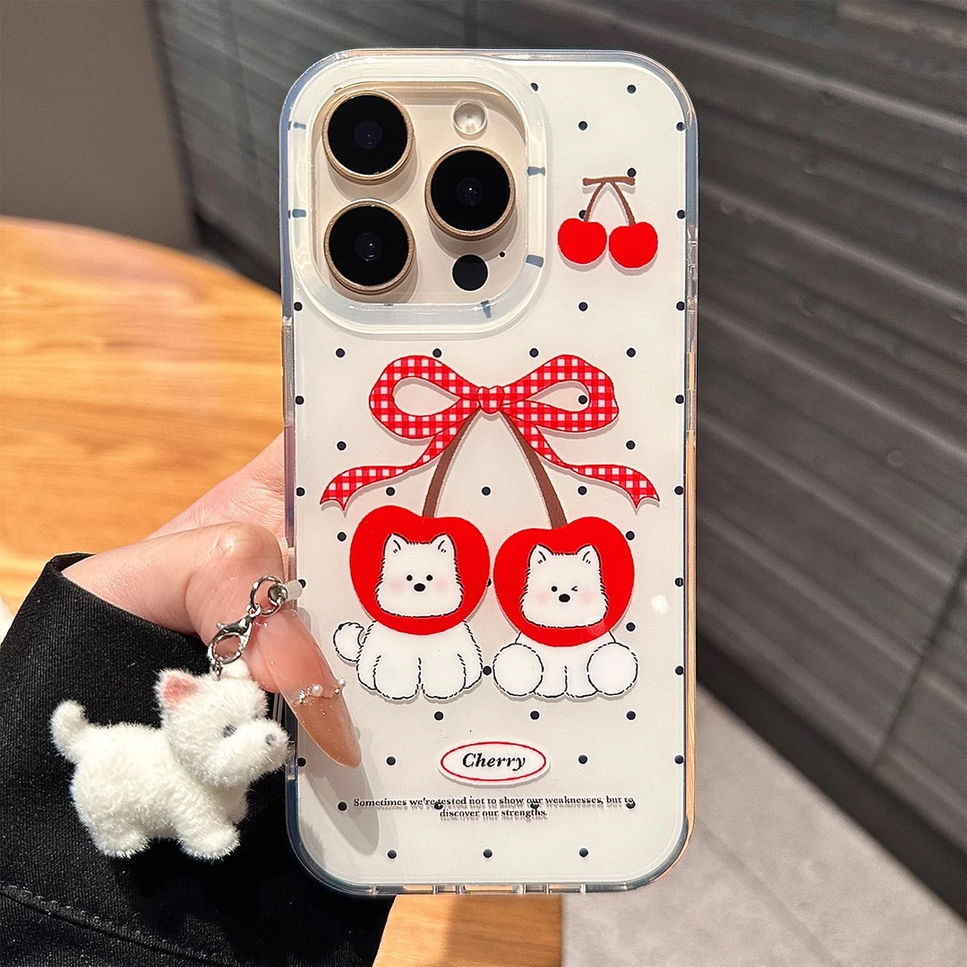 樱桃西高地小狗适用苹果16promax手机壳可爱少女款iphone15保护套