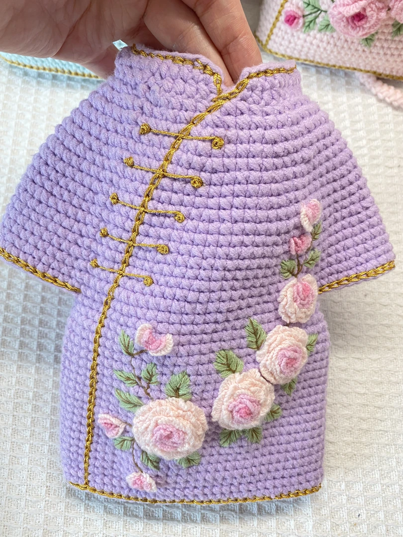 【非成品】古风旗袍钩针刺绣手机包材料包，新手慎拍！