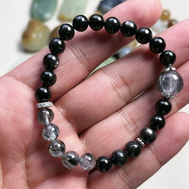 【闪购商品】发晶手链银S925镶嵌66666666