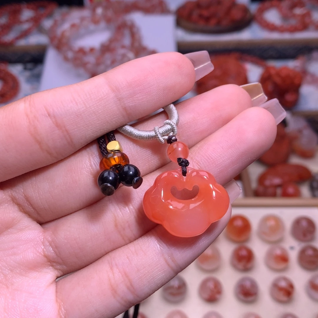 南红玛瑙未镶嵌珠宝半成品如意锁