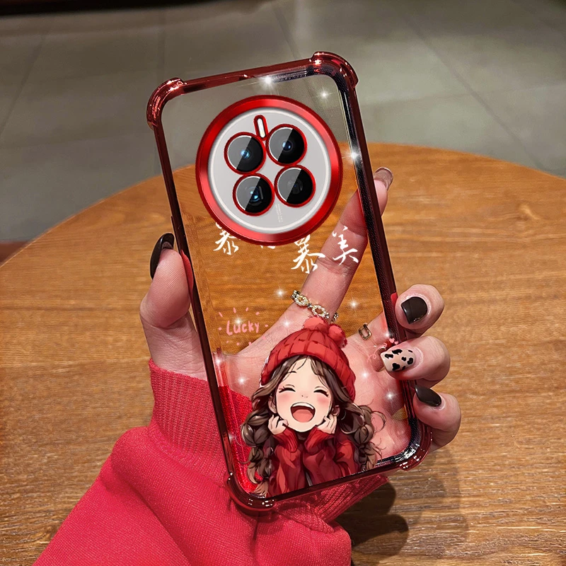 喜庆红色适用荣耀Magic7手机壳气囊防摔软壳魔术7pro女全包镜头膜