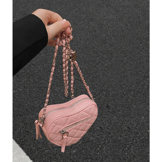 包包女2024新款高级质感小众夏季百搭单肩斜挎小包时尚链条爱心包