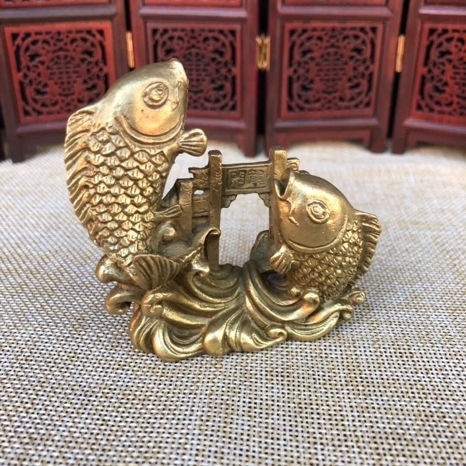 黄铜鲤鱼跃龙门摆件年年有鱼鲤鱼跳龙门乔迁开业聚财礼品摆件