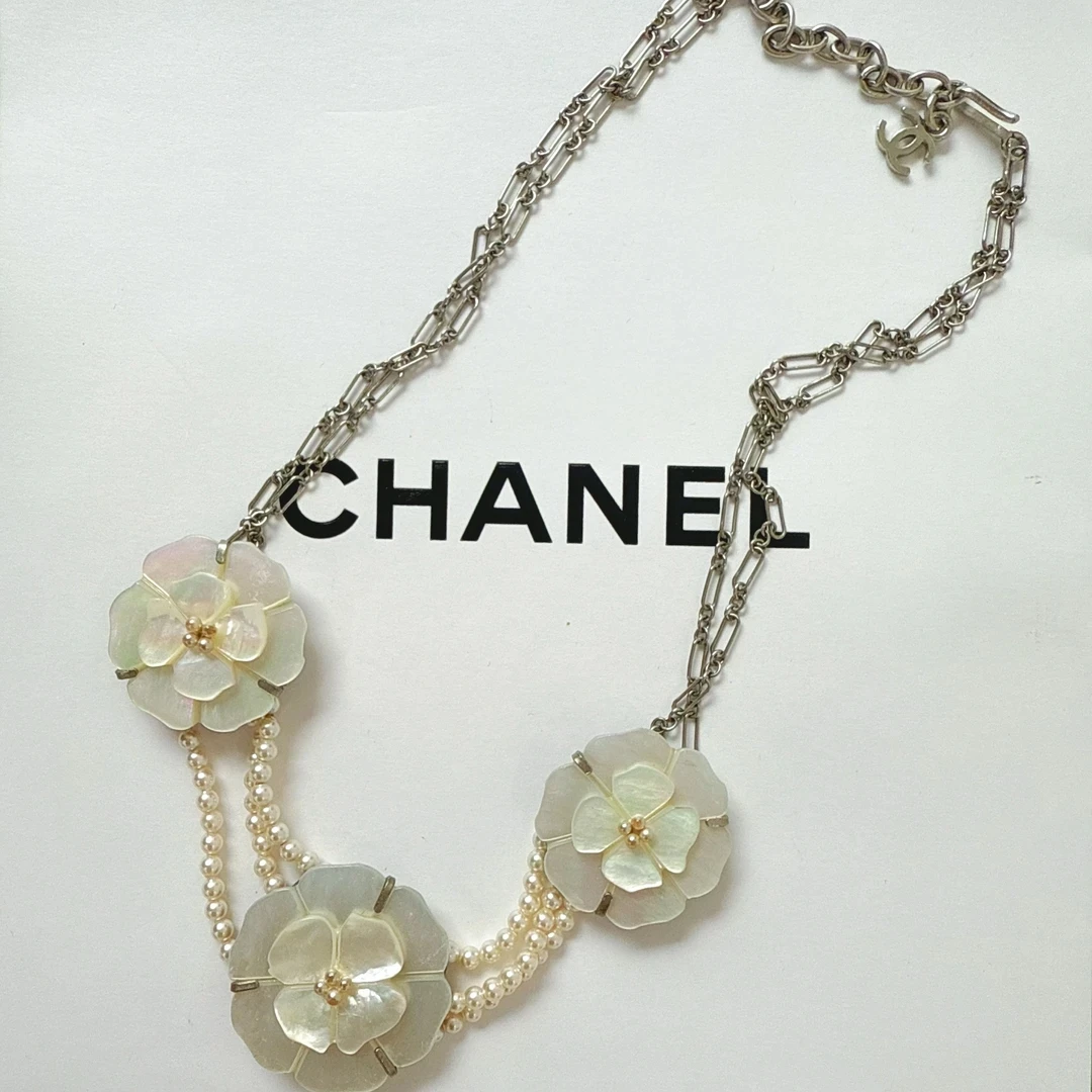 95新 Chanel/香奈儿 Chanel vintage香奈儿中古贝母山茶花项链