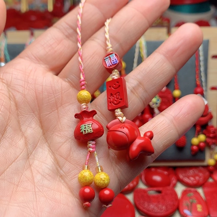 天然辰砂工艺品朱砂手机坠