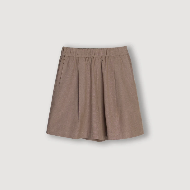 【心动秘语】25夏季新款亚麻材质混织松紧腰显瘦阔腿裤透气25D5039