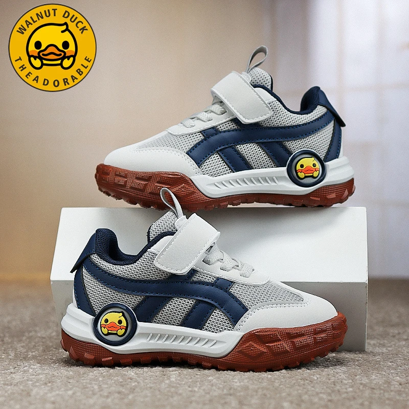 小黄鸭男童鞋子2025春秋季双网透气新款软底中大童防滑儿童运动鞋