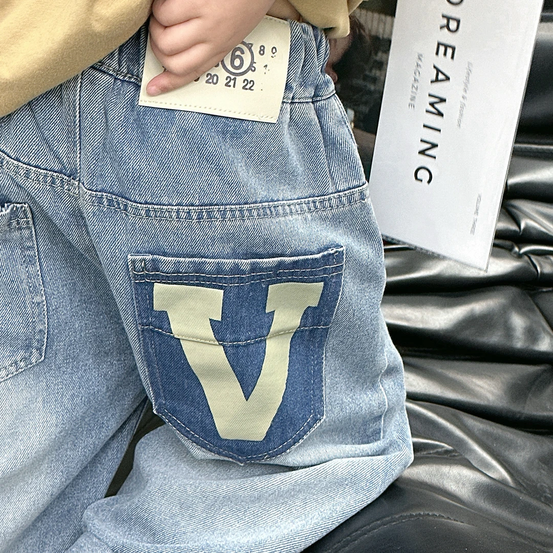 牛仔裤儿童韩版时尚百搭宽松中大童薄款休闲儿童牛仔裤LZX005