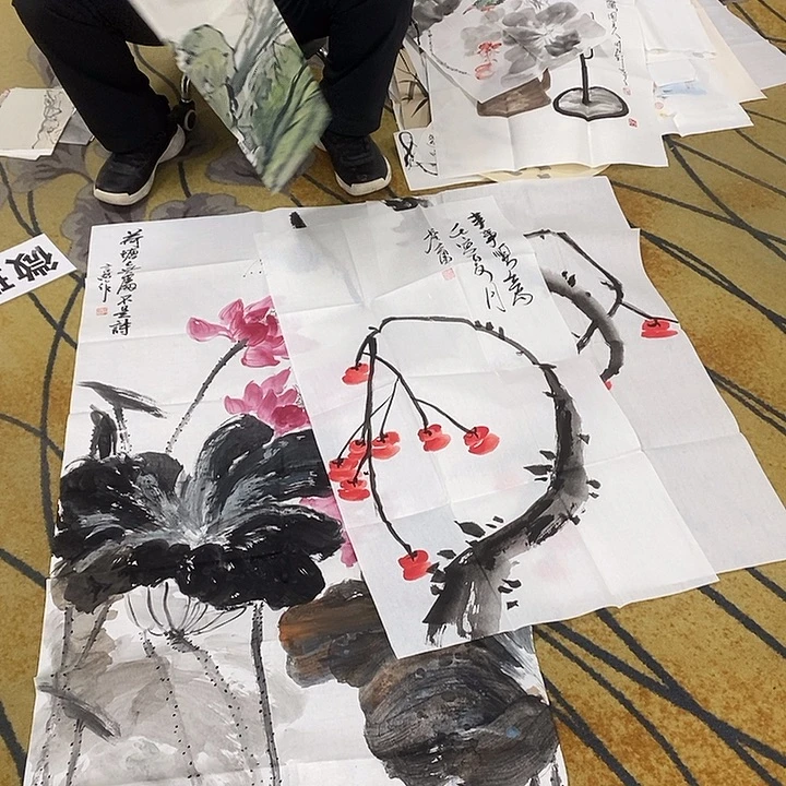 雪***将国画放漏作品手绘画芯