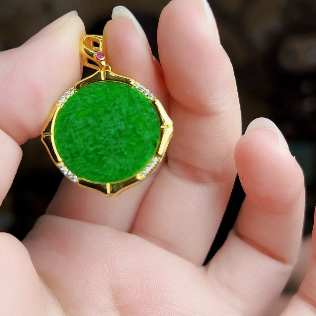 翡翠银S925镶嵌颈饰吊坠