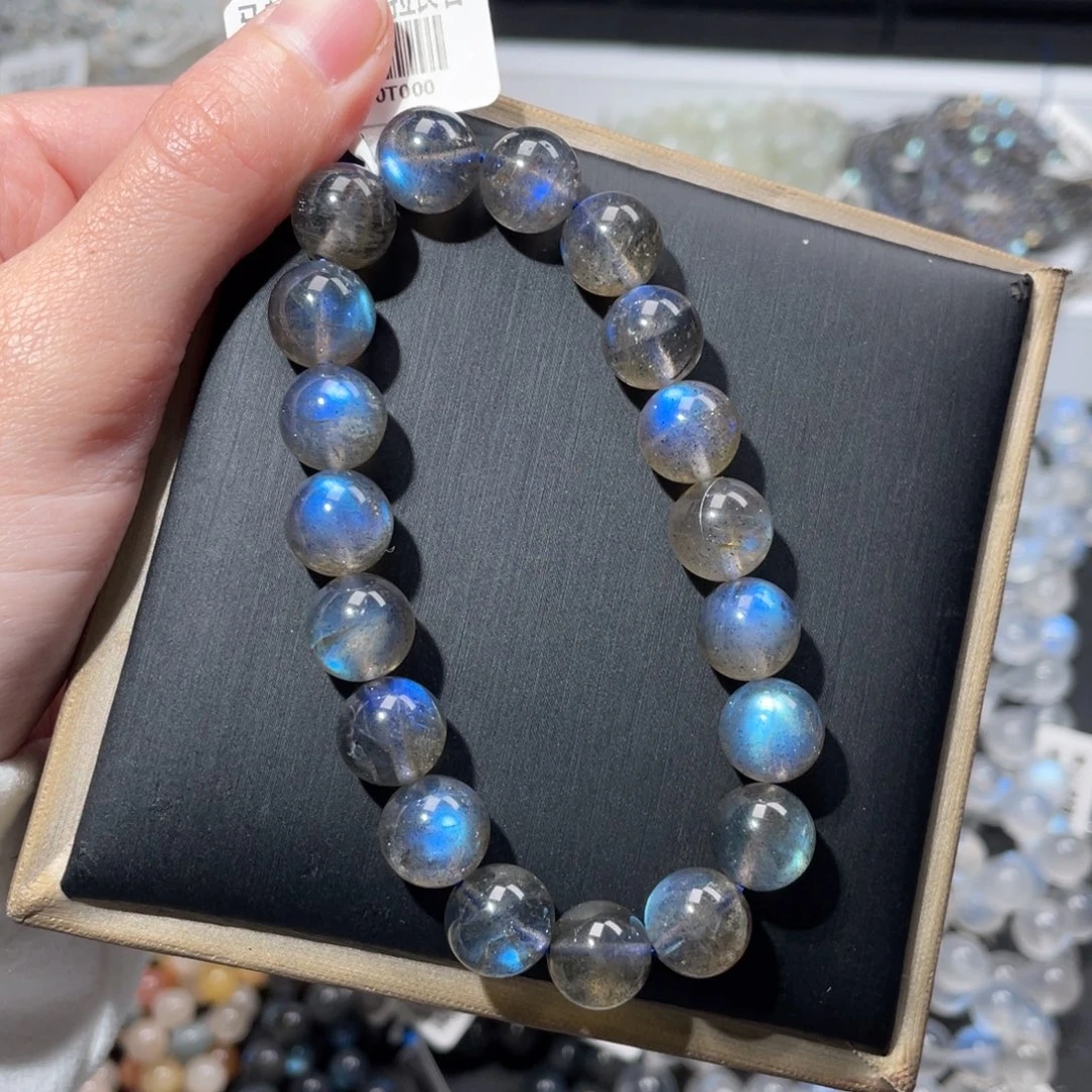 长石手链未镶嵌马岛蓝光黑月光10.5m+