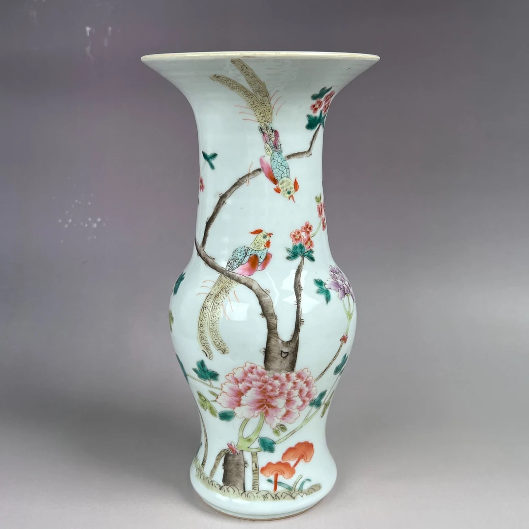 H0801粉彩喜上眉梢花觚