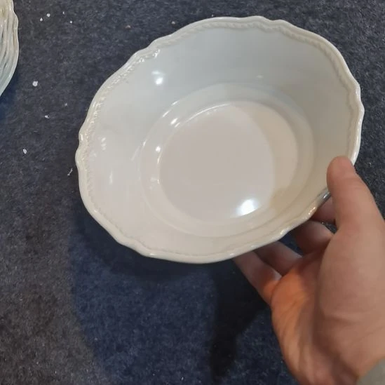 瓷片微瑕麻花辫汤碗两个一组