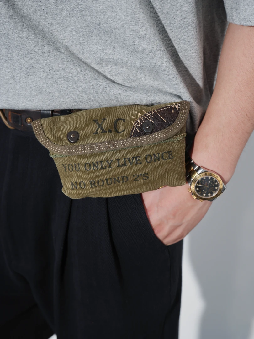 XCCC.COM 鱼骨 复古手工迷你帆布随身腰包253153
