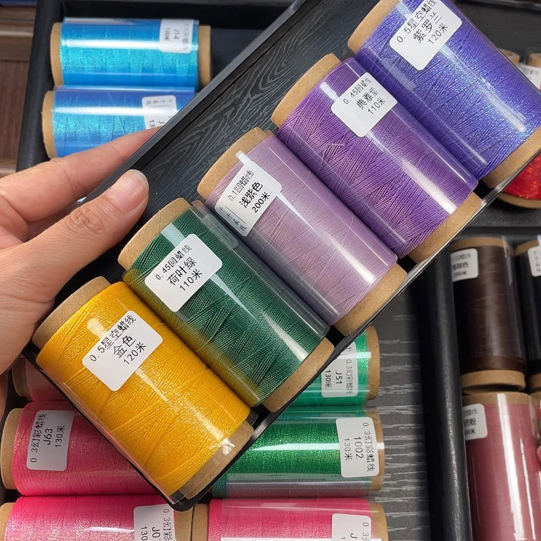 聚酯纤维0.5星空金色➕紫罗兰➕0.45荷叶绿浅紫色典雅紫