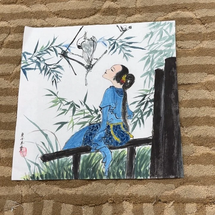 国画花鸟等多种鸟类的栖息
