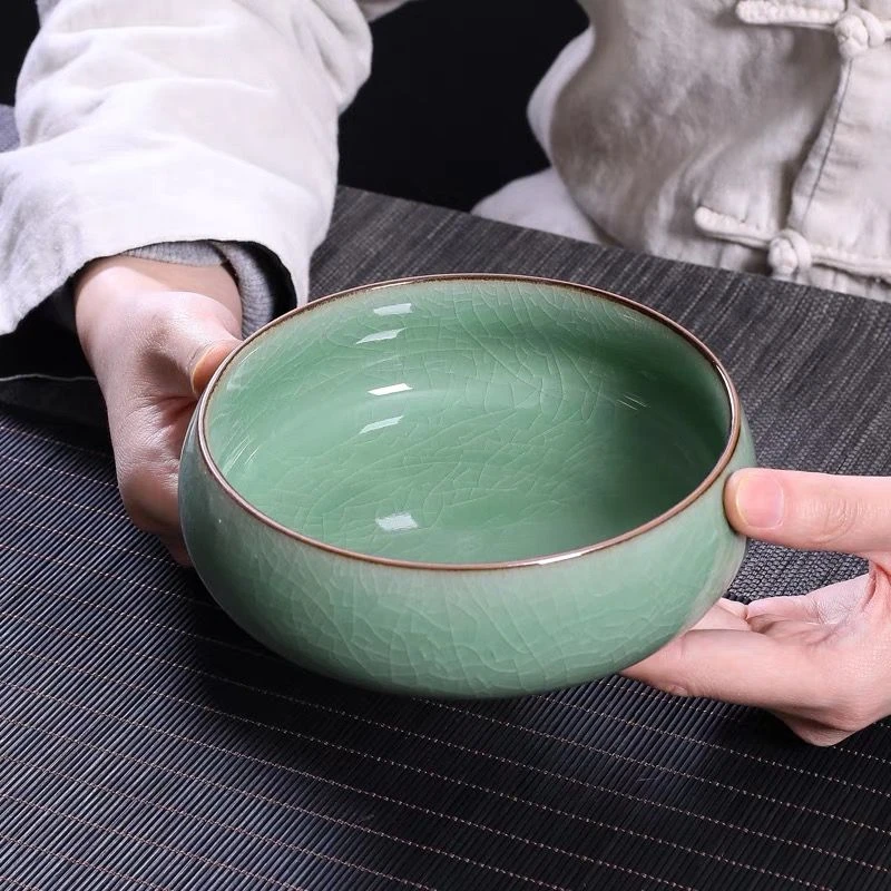 龙泉市茶具青瓷茶洗陶瓷杯洗笔洗冰裂开片水洗大号茶道烟灰缸花盆