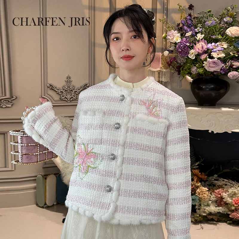 【达人专属】朝峰秋冬季时髦小香风羽绒外套FJF5A618-6039Y羽绒服