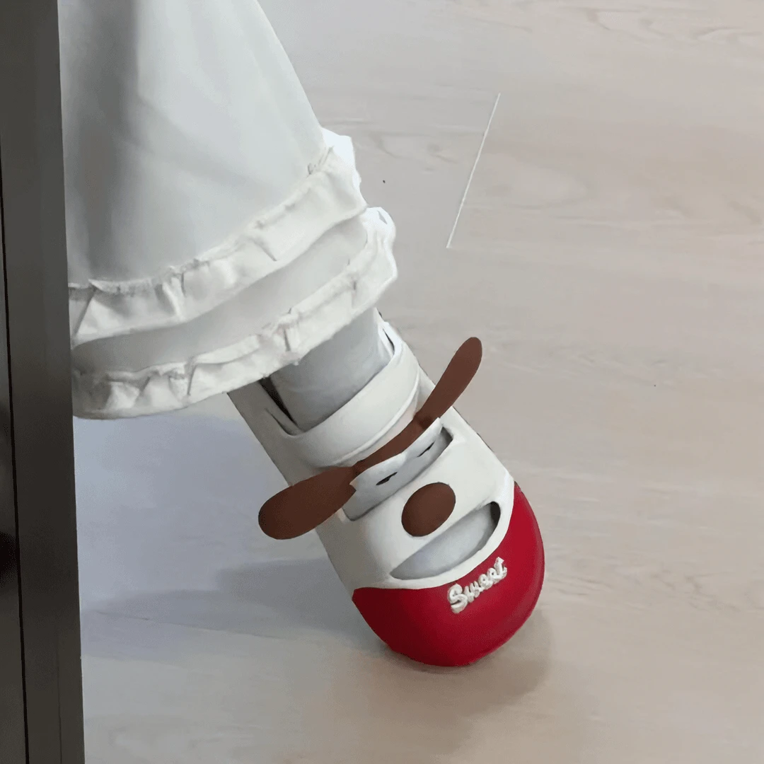 韩雨倩同款狗狗大哥大打洞款2024夏新款小狗拖鞋休闲百搭软底平底