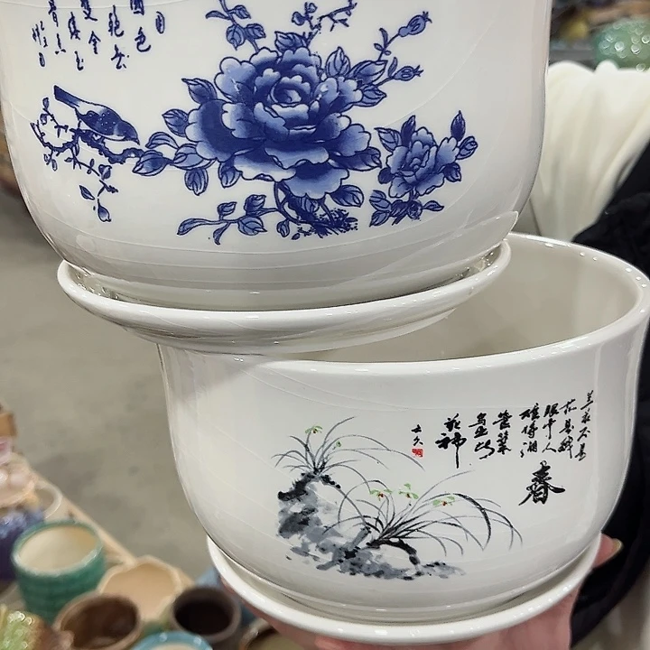 陶瓷陶瓷花盆有带冰裂效果