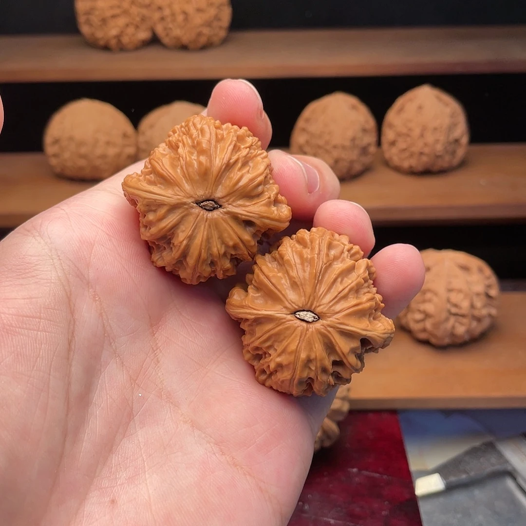 文玩核桃把件39.8边肚红皮山地正磨