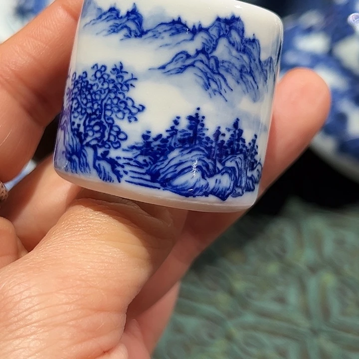 怡琅柴窑手工手绘扳指盖置