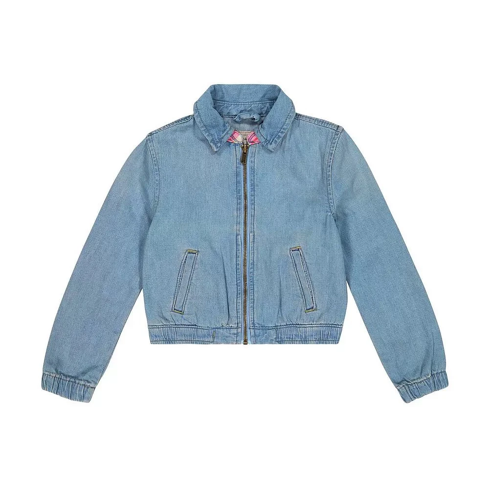 美式复古水洗做旧正肩短款牛仔外套女高街拉链宽松刺绣修身夹克