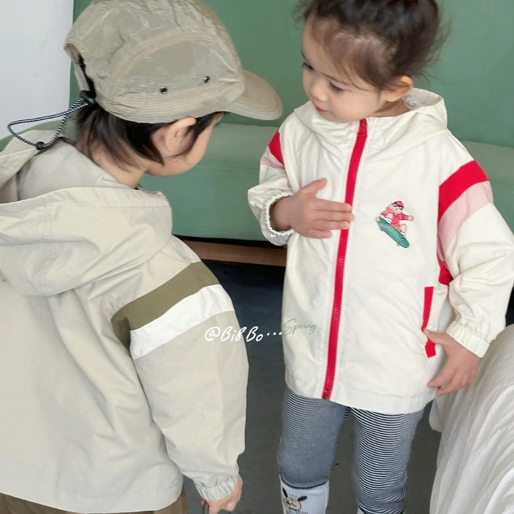 bi8bo春季儿童外套亲子款休闲户外风撞色印花拼接外套31123 31135