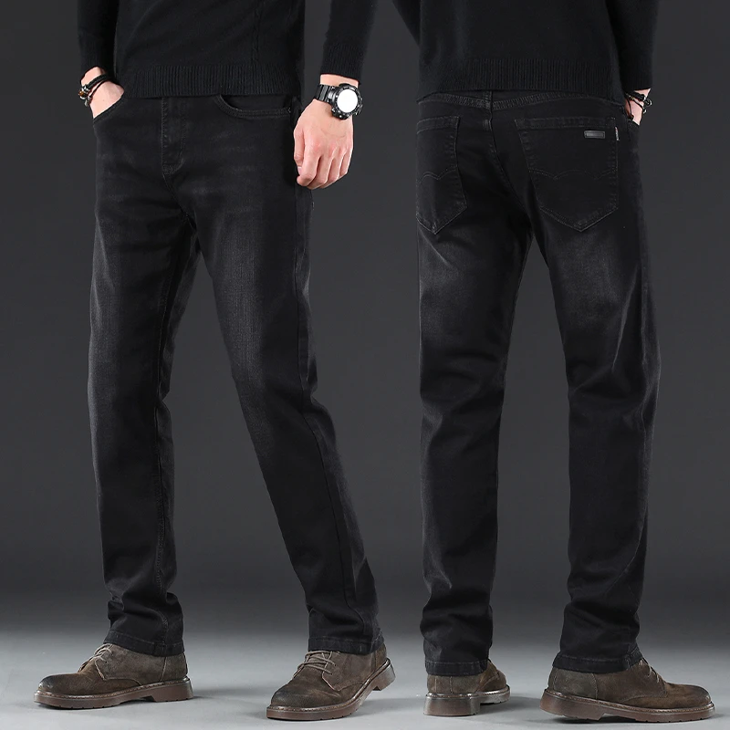 香港2025高端秋季新款黑色牛仔裤男士韩版直筒百搭宽松休闲长裤子